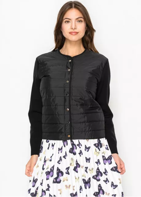 Quilted Knit Button-Up Cardigan