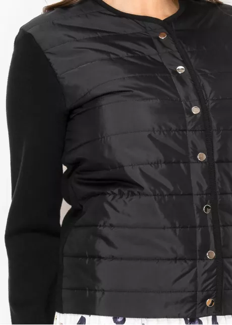 Quilted Knit Button-Up Cardigan