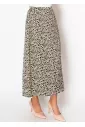 Golden Feather Print Midi Skirt