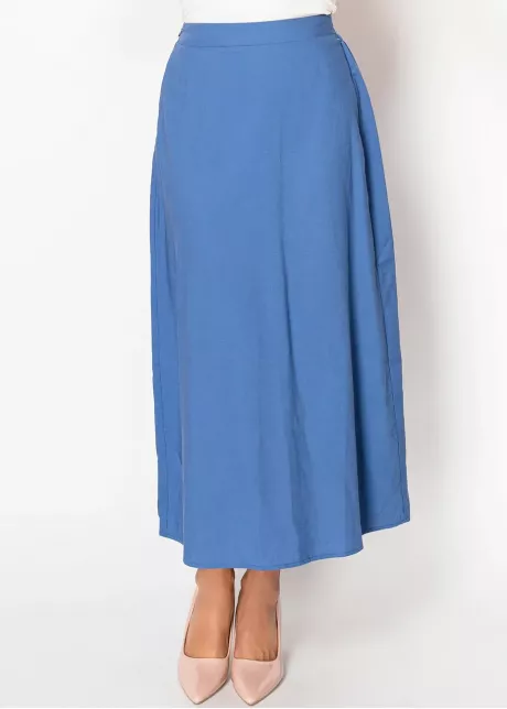 Blue Linen A-Line Skirt