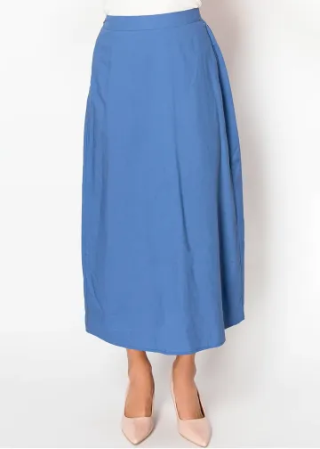 Blue Linen A-Line Skirt