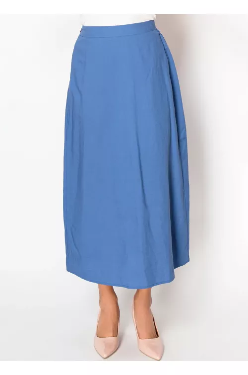 Blue Linen A-Line Skirt