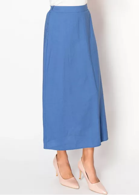 Blue Linen A-Line Skirt