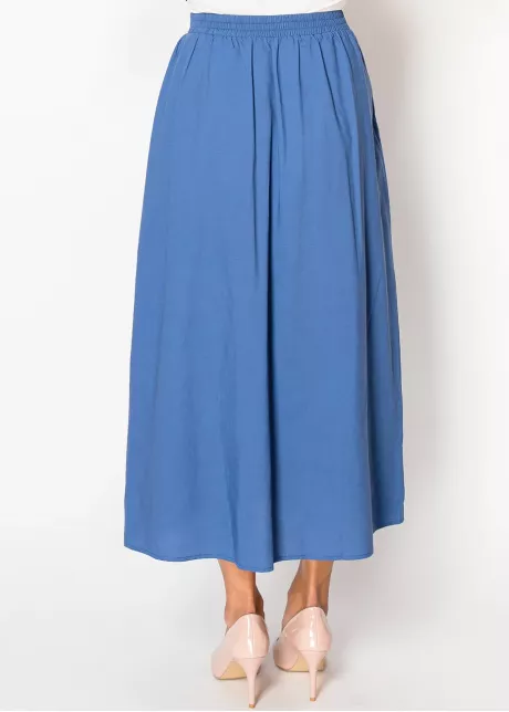 Blue Linen A-Line Skirt