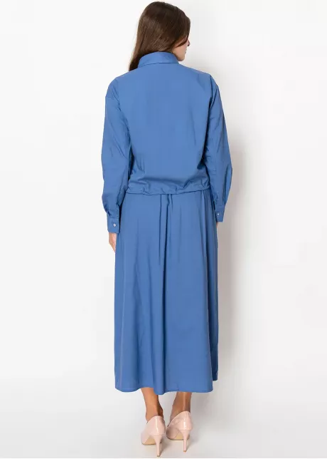 Blue Linen A-Line Skirt