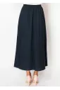 Navy Linen A-Line Skirt