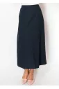 Navy Linen A-Line Skirt