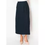 Navy Linen A-Line Skirt