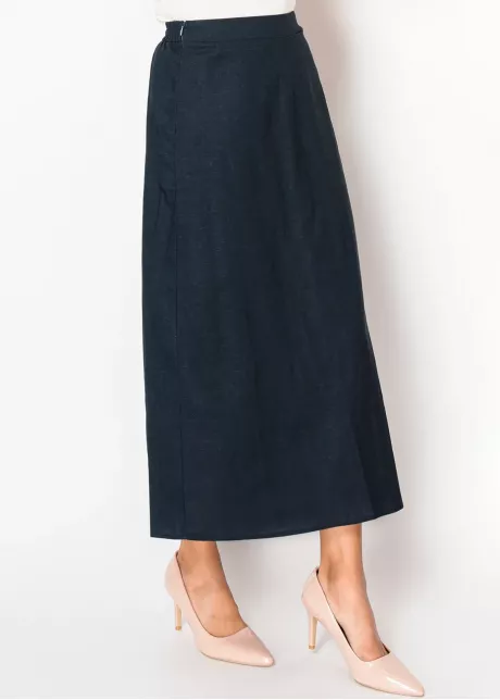Navy Linen A-Line Skirt