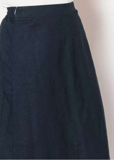 Navy Linen A-Line Skirt