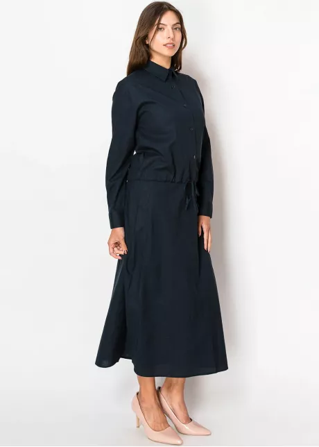 Navy Linen A-Line Skirt
