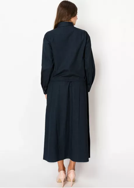 Navy Linen A-Line Skirt