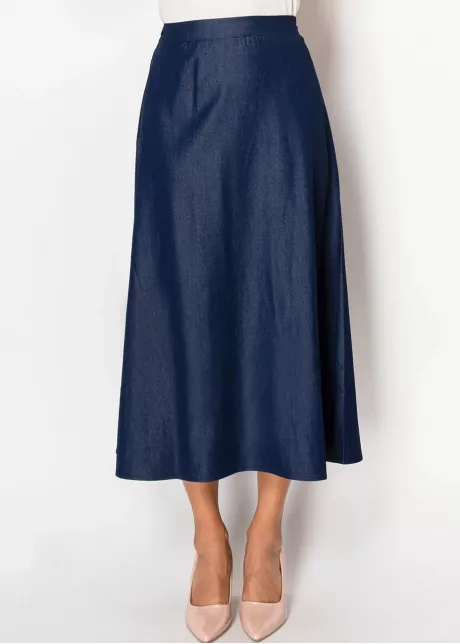 Classic Navy Denim A-Line Skirt