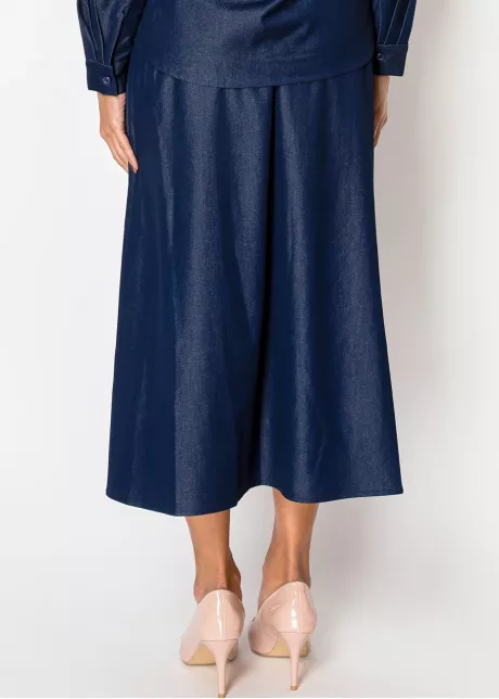 Classic Navy Denim A-Line Skirt