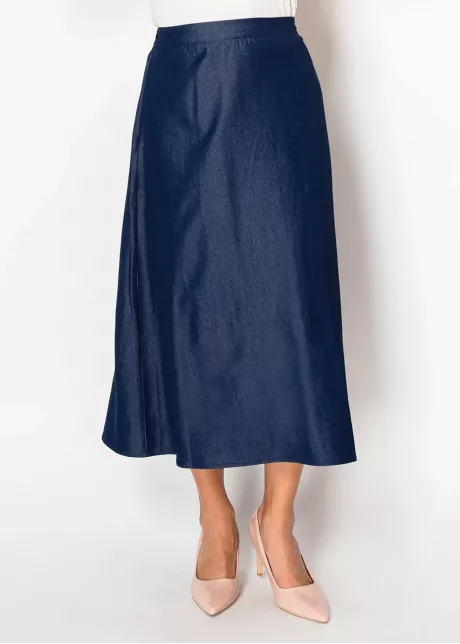 Classic Navy Denim A-Line Skirt