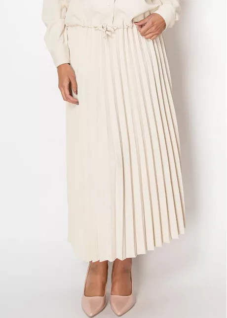 Refined Pleats Beige Skirt