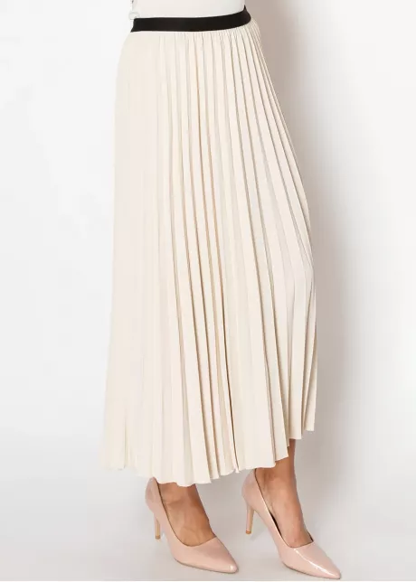 Refined Pleats Beige Skirt