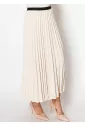 Refined Pleats Beige Skirt