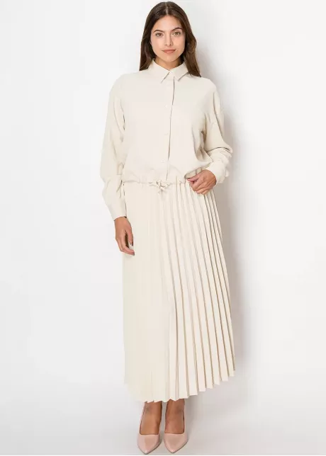Refined Pleats Beige Skirt