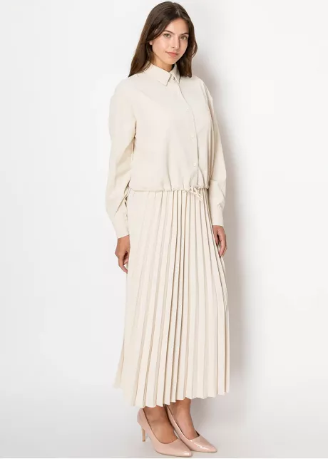 Refined Pleats Beige Skirt
