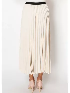 Classic Colorblock Cream and Black Knit Skirt | Modest Women
