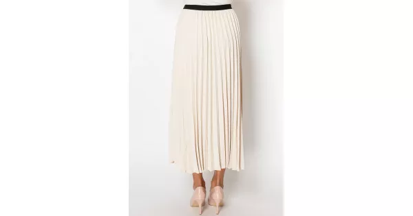 スカート Golden  Long pleated skirt Beige Mia-Pleated-Long-Maxi-Skirt-