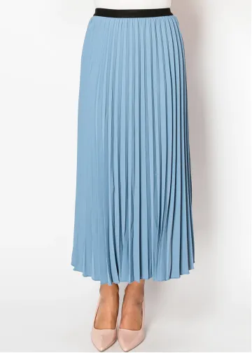 Serene Sky Blue Pleated Skirt