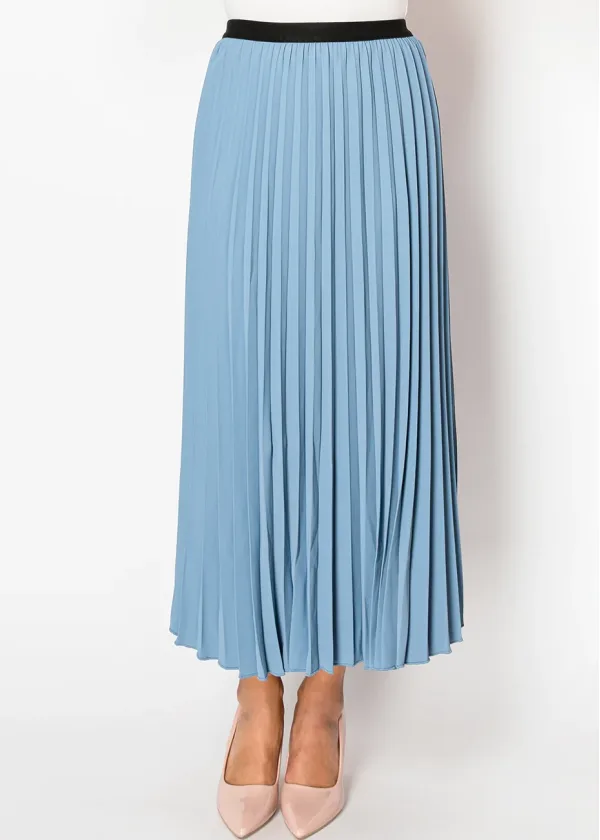 Serene Sky Blue Pleated Skirt