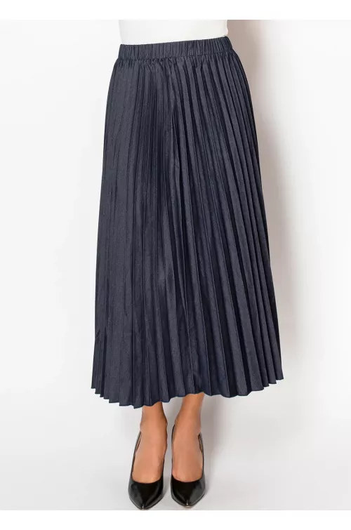 Midnight Flow Denim Pleated Skirt