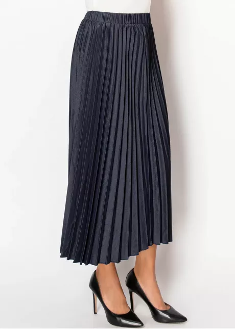 Midnight Flow Denim Pleated Skirt
