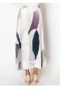 Abstract Pleated Skirt in Purple Tones