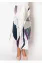 Abstract Pleated Skirt in Purple Tones