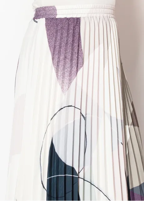 Abstract Pleated Skirt in Purple Tones
