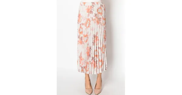 Rust Floral Pleated Skirt Modest Women Clothing YAL New York
