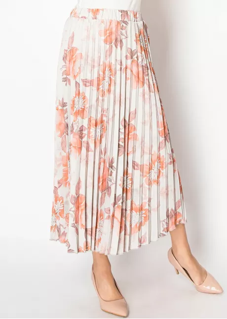 Rust Floral Pleated Skirt