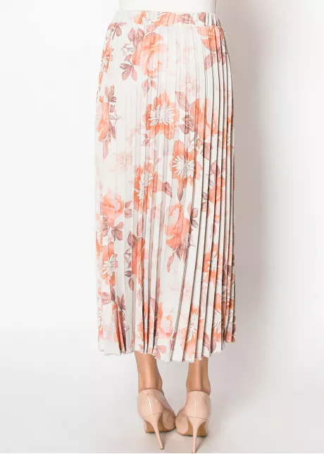 Rust Floral Pleated Skirt