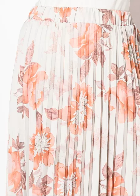 Rust Floral Pleated Skirt