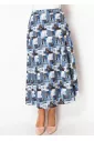 Mosaic Print Blue A-Line Skirt