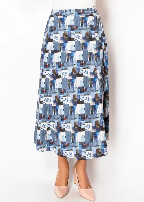 Mosaic Print Blue A-Line Skirt Mosaic Print Blue A-Line Skirt