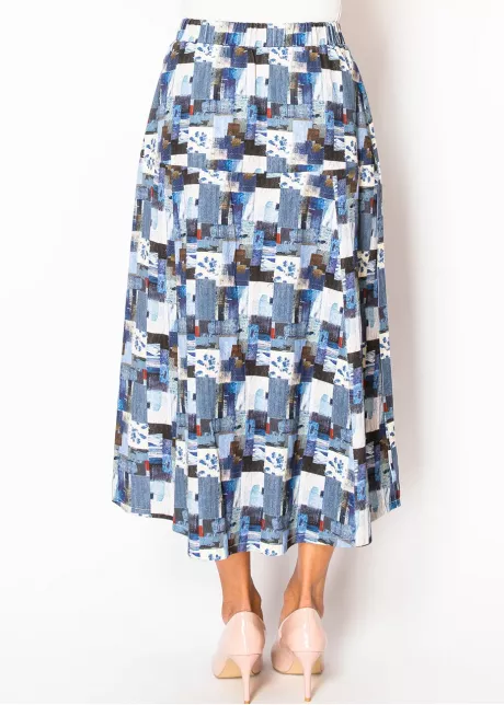 Mosaic Print Blue A-Line Skirt