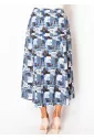 Mosaic Print Blue A-Line Skirt