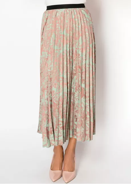 Mint Floral Pleated Skirt