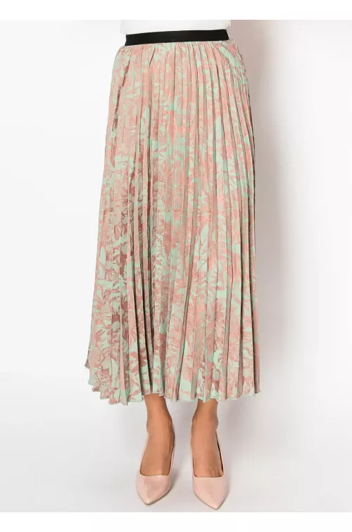 Mint Floral Pleated Skirt