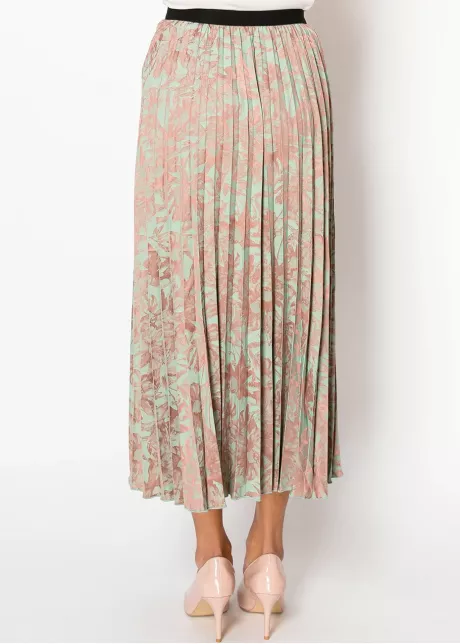 Mint Floral Pleated Skirt