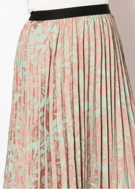 Mint Floral Pleated Skirt