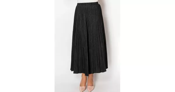 【Anyone more】Dezo Black Denim Pleated Skirt 1314_1405bb7a-25b1-4d68-954b-