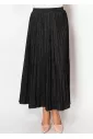 Black Denim Pleated Skirt