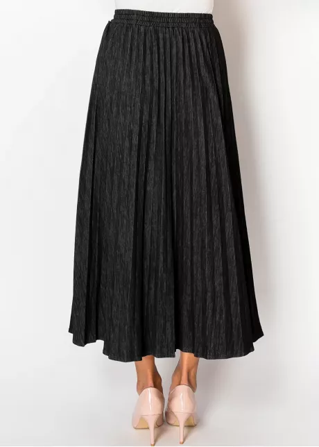 Black Denim Pleated Skirt
