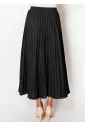 Black Denim Pleated Skirt