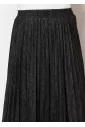 Black Denim Pleated Skirt